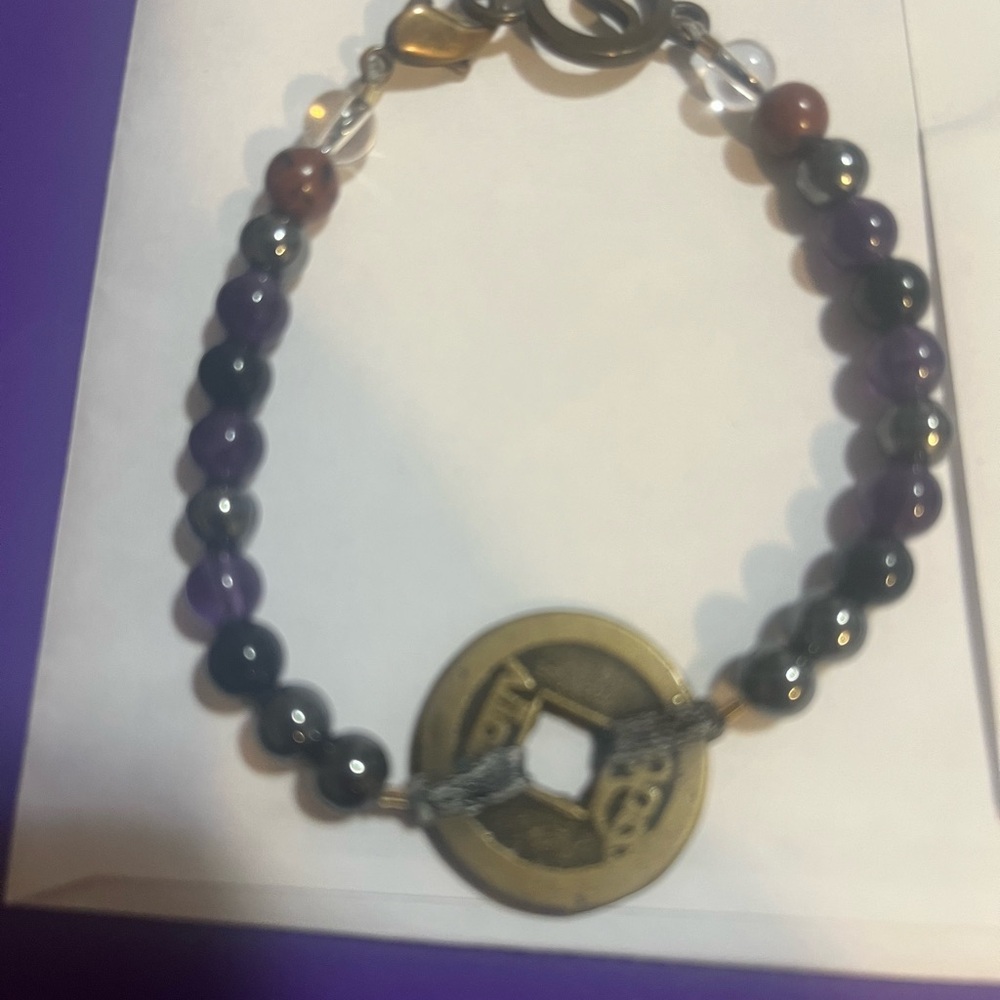 Energy Muse Elegant Purple and Black Beaded Bracelet - Picture 2 of 4